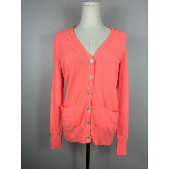 J. Crew Collection Italian Cashmere Cardigan Orange Sz Small Business Casual - Picture 2 of 7
